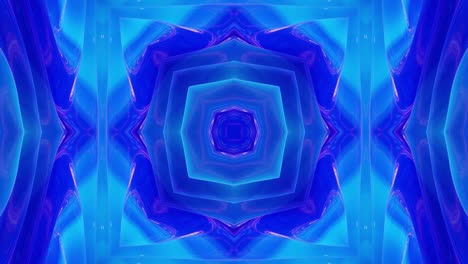 patrón ondulado líquido como el caleidoscopio con ondas azules. 3d elegante abstracto en bucle bg, estructura simétrica ondulada de vidrio líquido brillante. animación fluida colorida de moda de 4k.