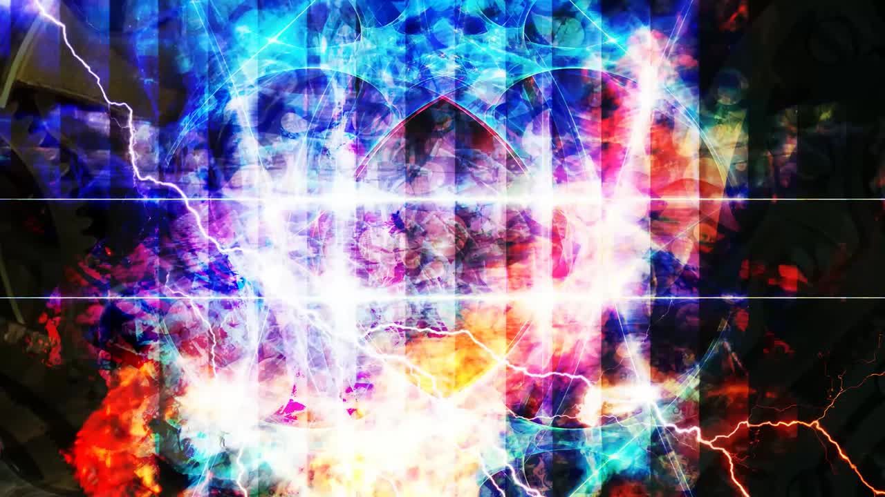 llama fractal azul y relámpago en un entorno oscuro - animación de fondo de movimiento de bucle sin costuras de 4k