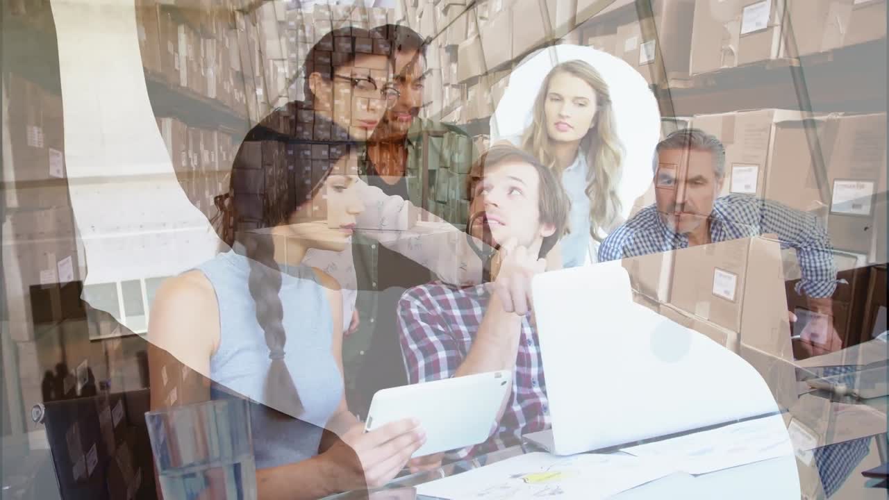 animación de la gente de negocios sobre el almacén