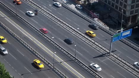 aerial view of a busy highway in a city