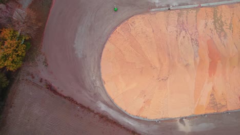 panning top shot of grain storage in minnesota, usa_drone view