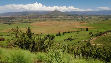 maloti mountain range and farms in free-state province near clarens town and the lesotho border