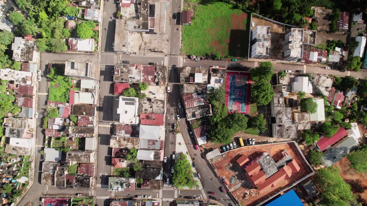 Aerial Top View over Yamasa Town Neighborhoods, Dominican Republic