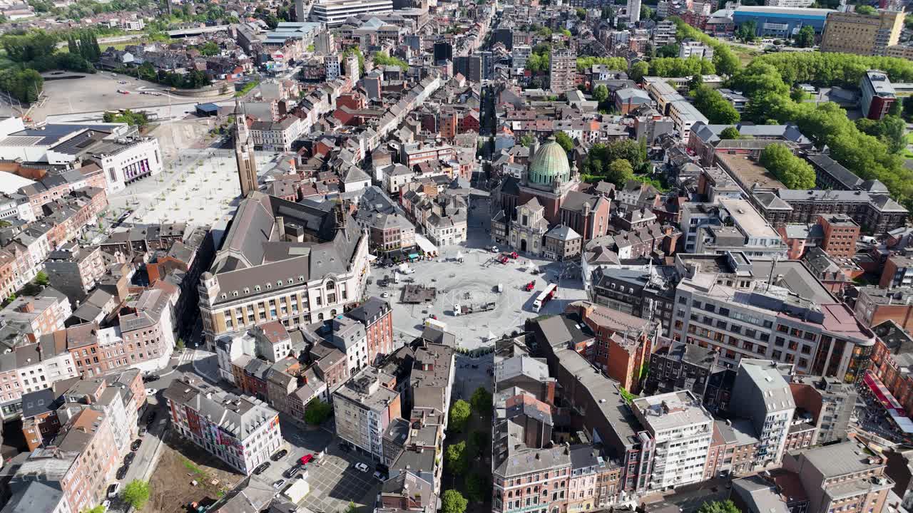 Charleroi, Wallonia, Belgium,The town hall, Place Vauban , the Saint-Christophe church.