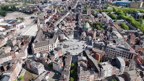 charleroi, wallonia, belgium,the town hall, place vauban , the saint-christophe church.