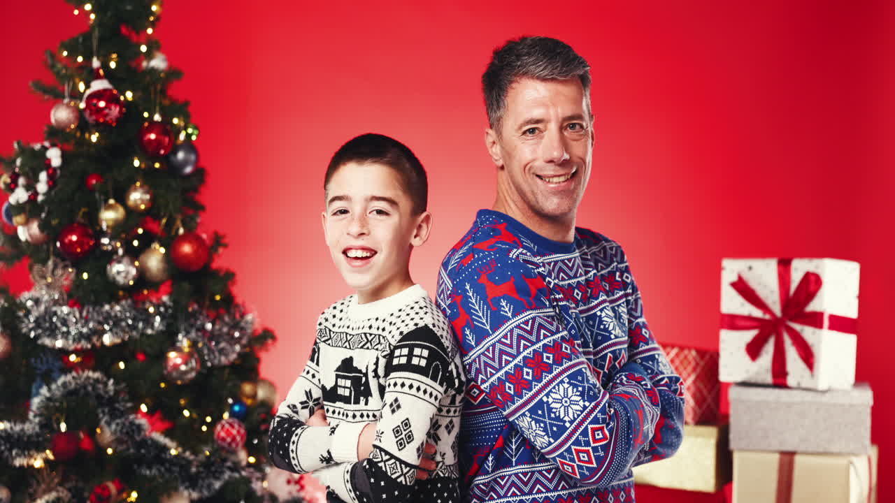 Father and Son Celebrating Christmas