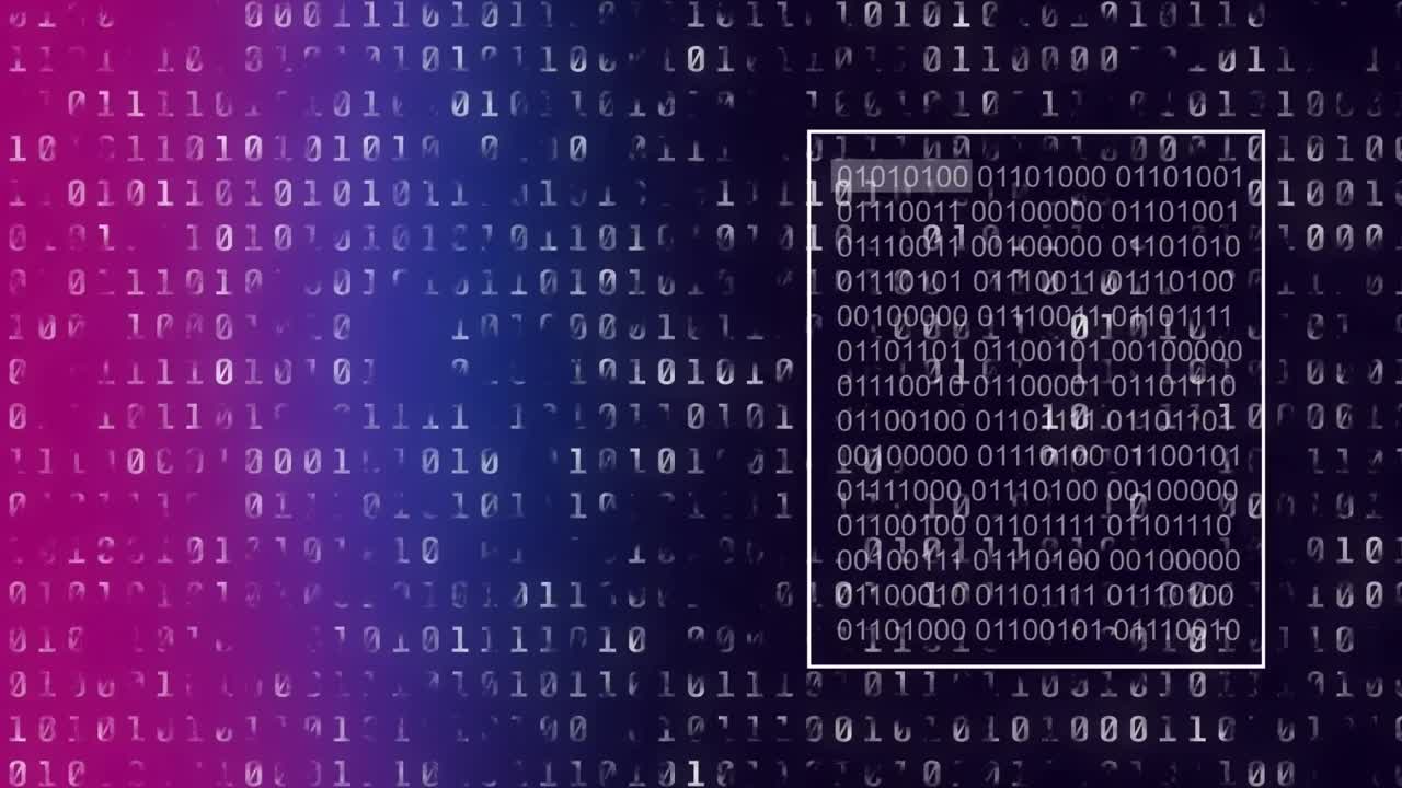 Animation of binary coding and data processing