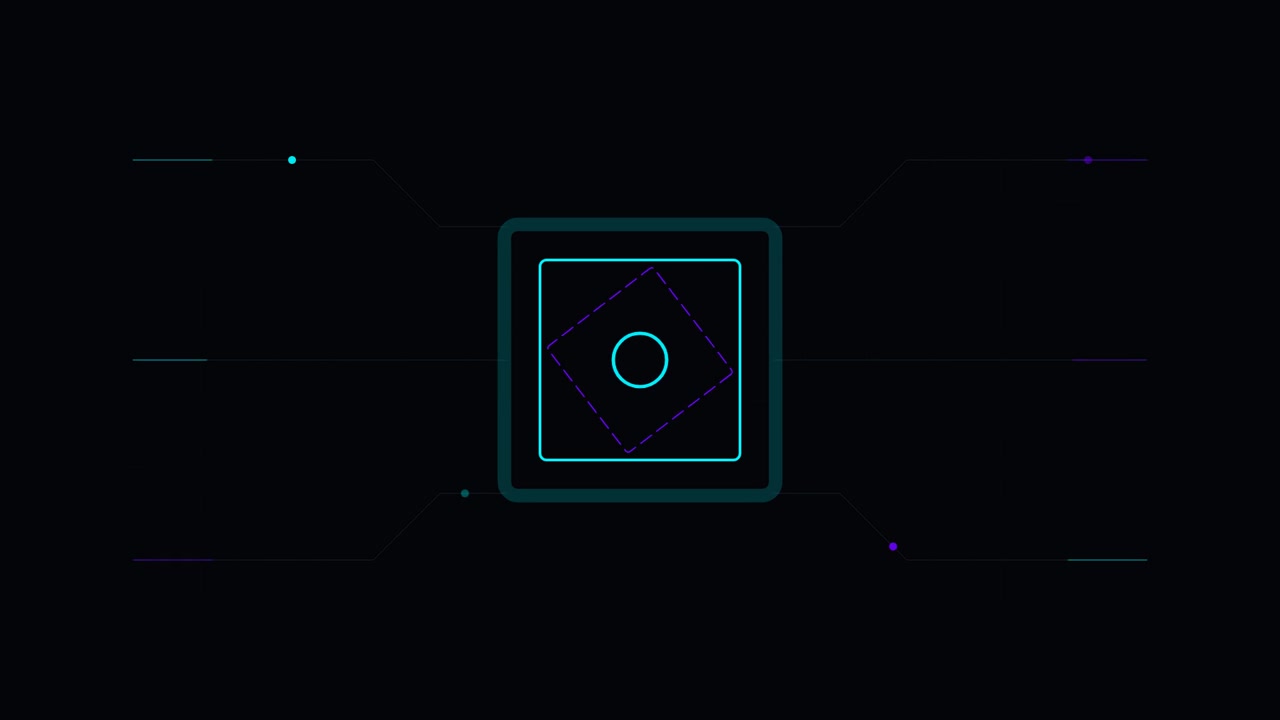 Abstract Digital Interface with Rotating Geometric Shapes