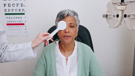 eye care, reading test and woman in office