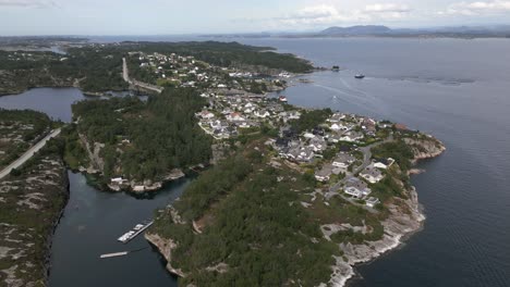 aerial footage of neighborhood near bergen, norway