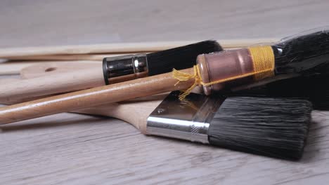 close-up of new paint brushes