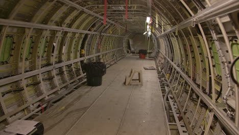 inside of an airplane under construction