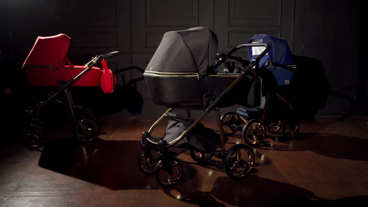 Luxury Baby Strollers in Red, Blue, and Black