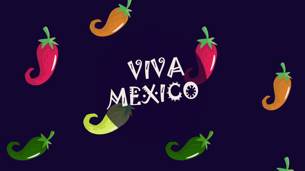 viva mexico lettering with chili peppers