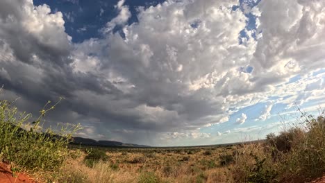 timelapse that captures the dynamic evolution and graceful dance of rain clouds across the stunning african landscape of the dry southern kalahari