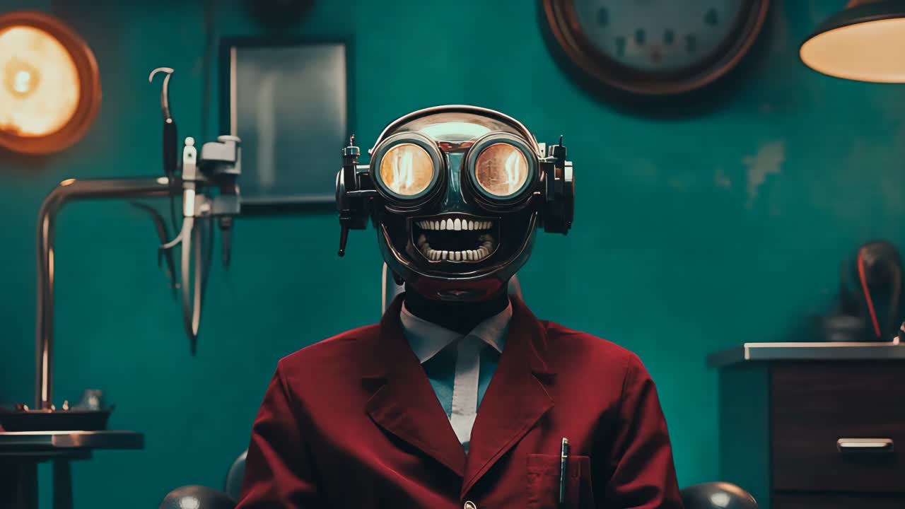 Robot Doctor in Retro Medical Office
