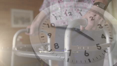 animación del reloj sobre la pareja caucásica senior