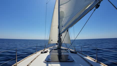 exploring the serenity of sailing: a journey through calm waters with beautiful views from the bow of a yacht