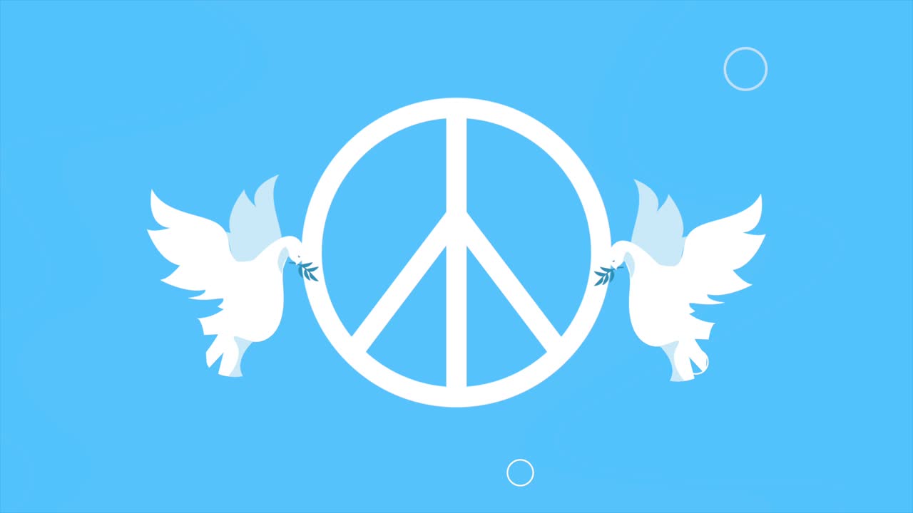 símbolo de paz con palomas volando