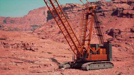 orange crane in a desert canyon