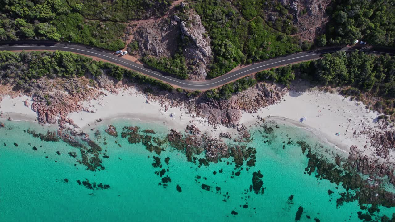 Side view of coastline and road with no cars or people in Eagle bay, dunsborough Western Australia