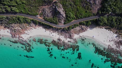 side view of coastline and road with no cars or people in eagle bay, dunsborough western australia