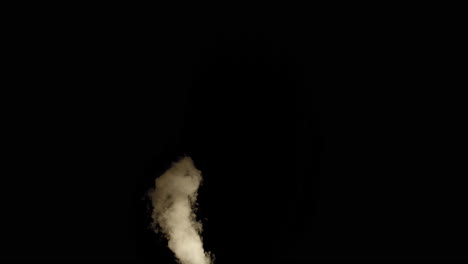 smoke making a column and then swirling around with pulsating fire light