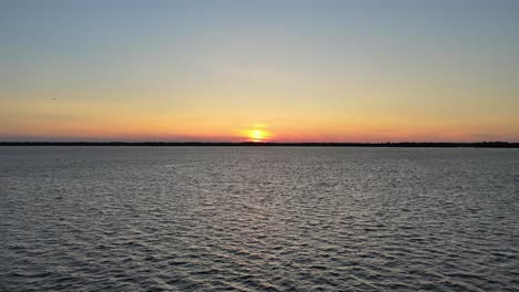 lake erie at sunset in erie pennsylvania revealing horizon