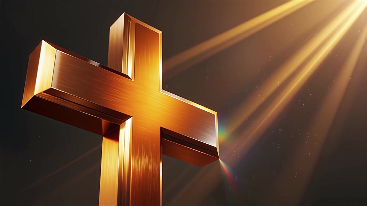 Croce Cristiana Luce Celestiale Sfondo per il Culto.