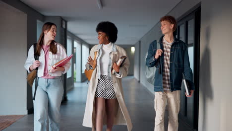 college students in a hallway