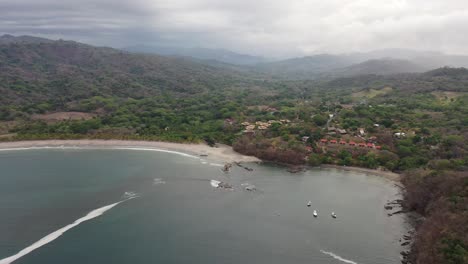 the playa carrillo beach and resorts in west costa rica, aerial dolly out shot