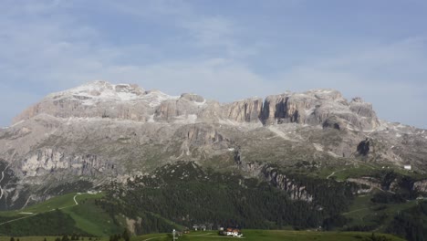 Sella-mountains-plateau,-summer-hiking-climbing-pursuit-destination,-Dolomites