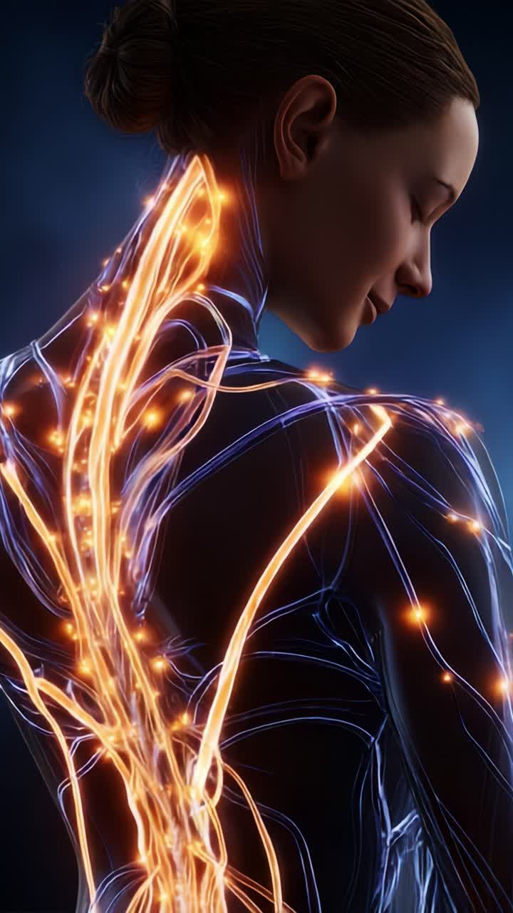 A Stunning Visualization of Neural Pathways in the Human Body, Highlighting the Intricate Connections of the Nervous System and Their Impact on Functionality