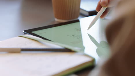 Business, tablet and screen with digital pen