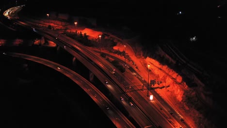 night highway aerial view