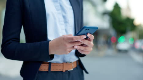 Business-person,-hands-and-typing-on-a-phone