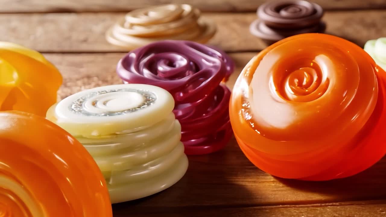 다채로운 회전 손으로 만든 비누