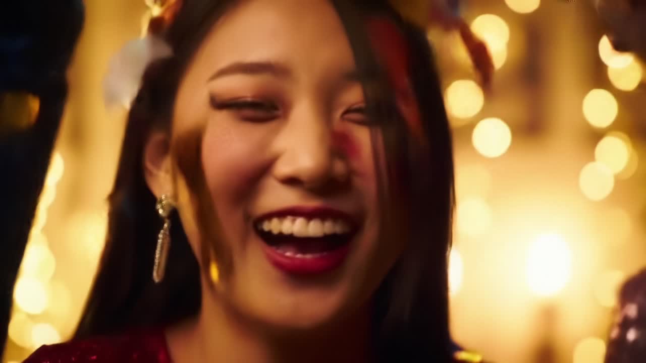 Celebrating Joy and Laughter at a Festive Gathering With Vibrant Confetti and Beautiful Lights