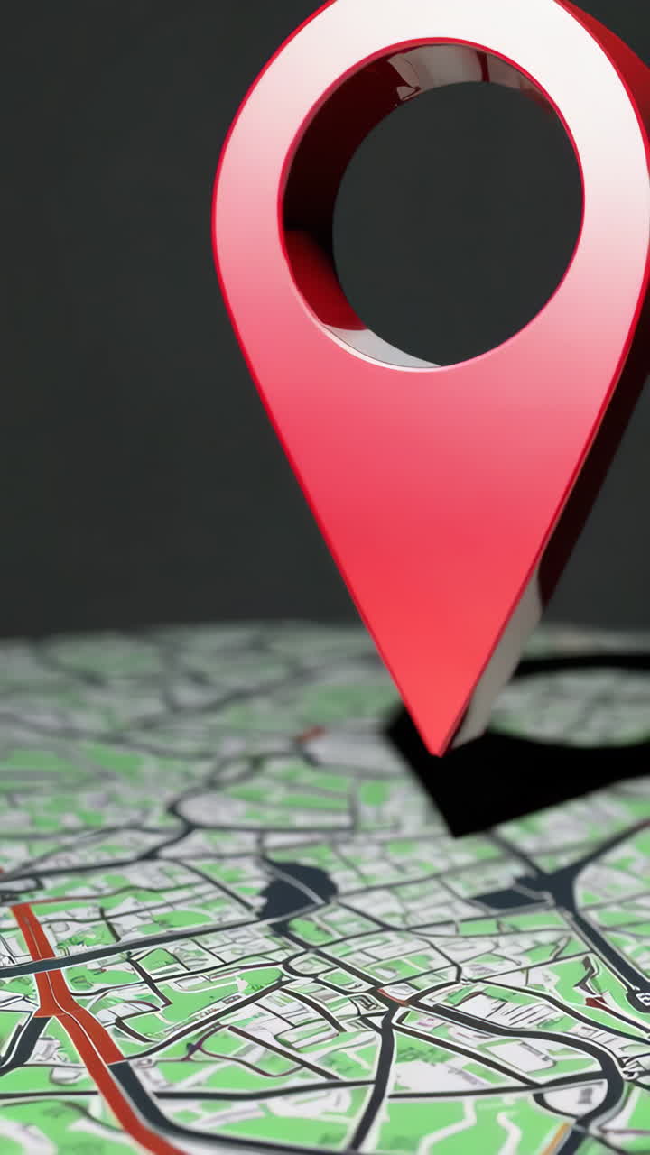 Red Map Marker on a City Map