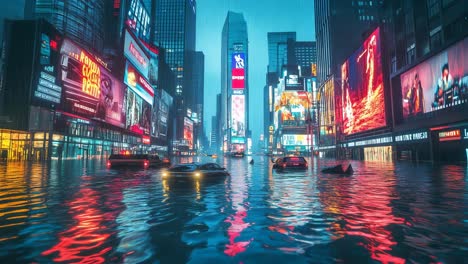 flooded times square at night
