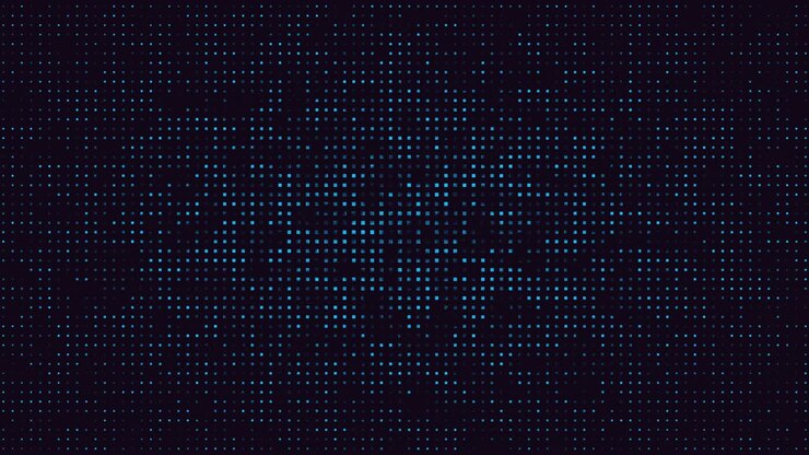 Blue neon pixels in 80s style