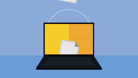 laptop with document file animation