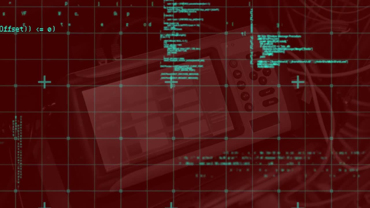 Animation of data processing and tech device over servers