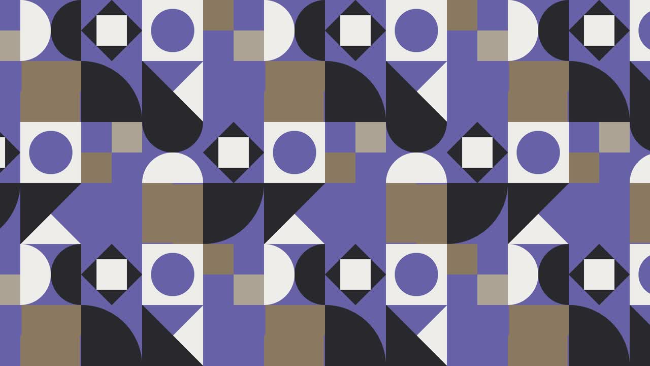 patrón geométrico multicolor con elementos muy peri violeta. azulejos aleatorios en mosaico animado abstracto. fondo gráfico de movimiento en un diseño plano retro