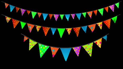 birthday party garland set with alpha channel mask in 4k