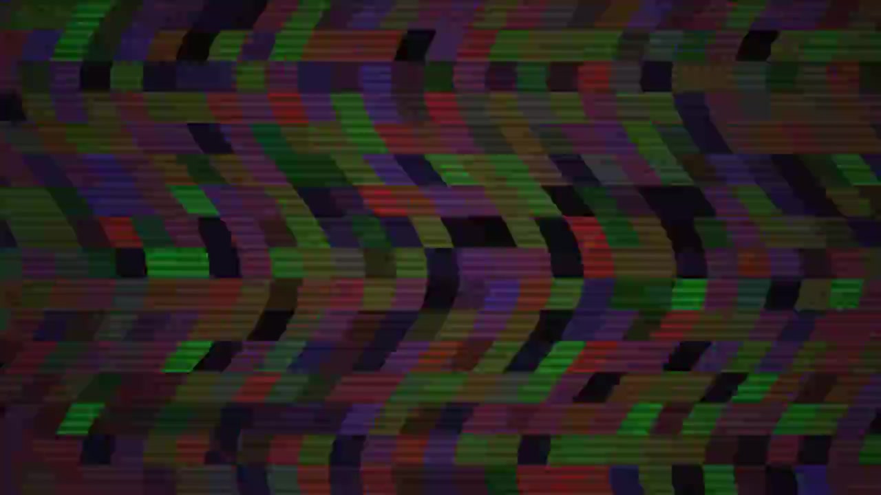 Effetto glitch digitale con motivo di rumore pixelato colorato.