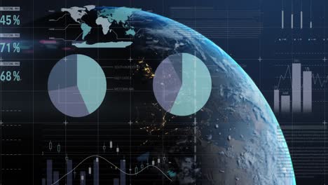 Animation-of-statistics-and-financial-data-processing-over-globe