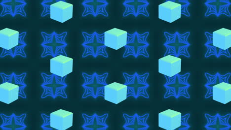 animación de formas azules repetidas sobre un fondo negro
