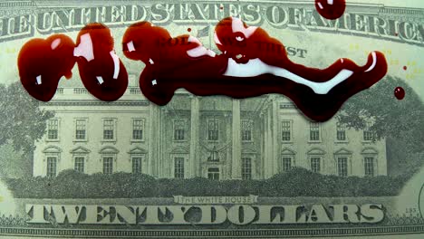 blood running over money covering whitehouse