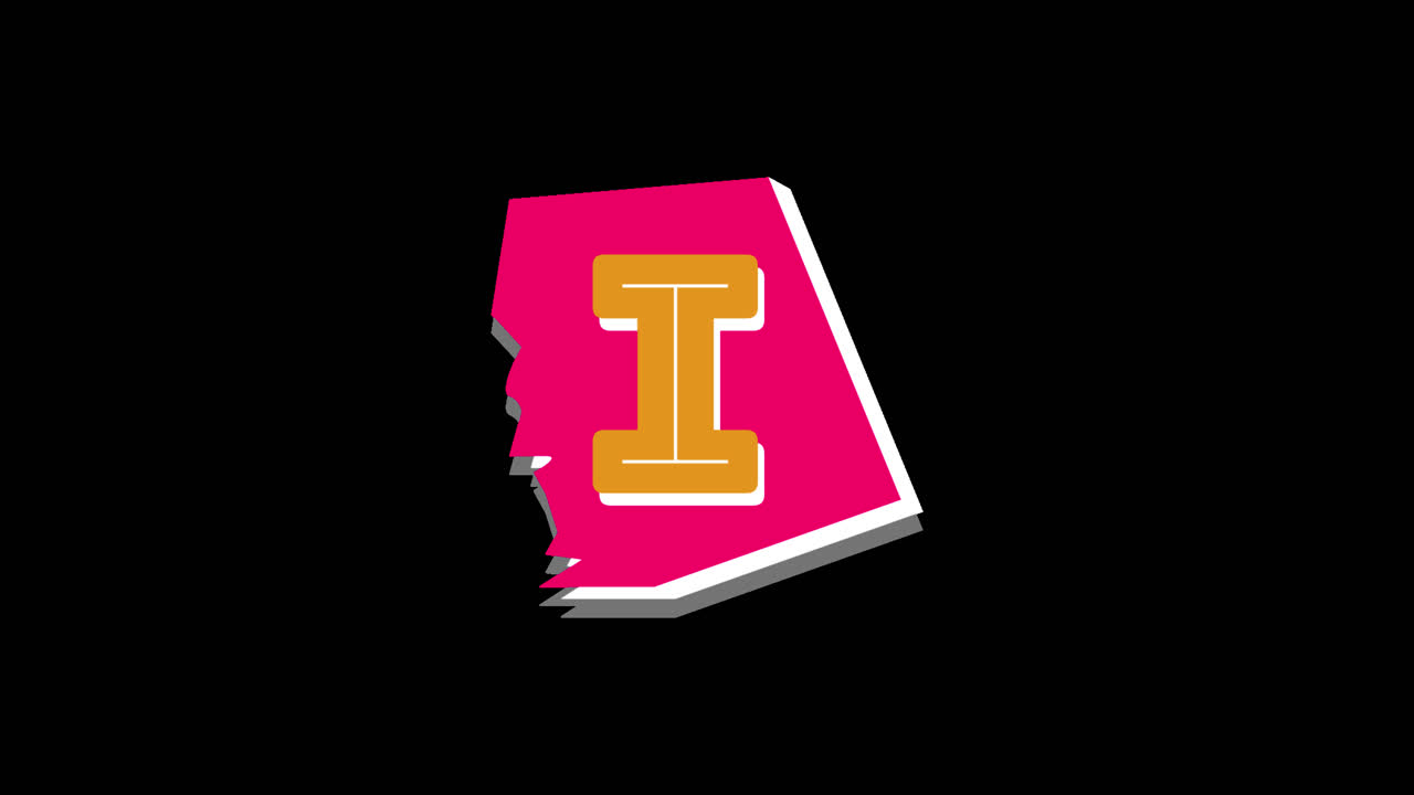 핑크와 골드 글자 i 로고 디자인